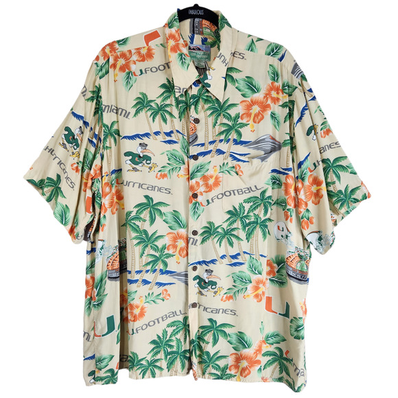 Reyn Spooner Mens Shirt Size XL Miami Hurricanes Florida Football